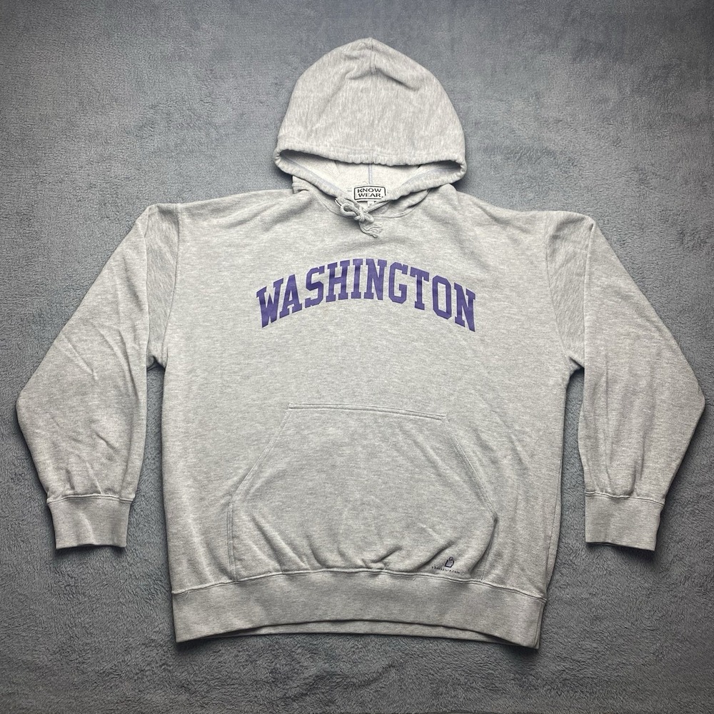 University Of Washington Hoodie Sweatshirt Men's Size XL Gray KnowWear Authentic